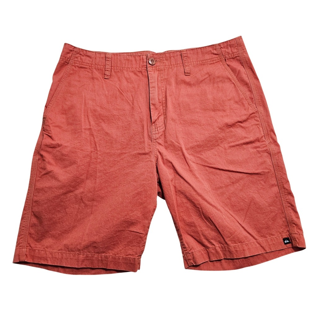 Quiksilver Chino Shorts Mens 32 Burnt Orange Coral Cotton Casual Surf Skate